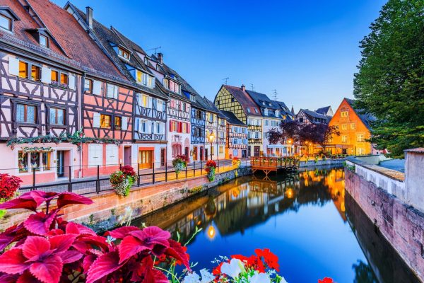 Colmar,,Alsace,,France.,Petite,Venice,,Water,Canal,And,Traditional,Half