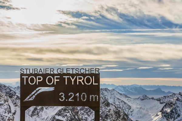 Stubai glacier, top of Tirol, 3210 meters above sea level, Austria Alps, Europe.